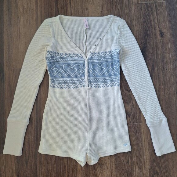 💙 Out from Under Hanley Soft Cozy Romper Size S/M Loungewear Sleepwear Nordic F - Picture 8 of 8